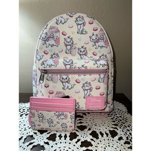 Loungefly Disney The Aristocats Marie Pink Cream Mini Backpack with Card Wallet